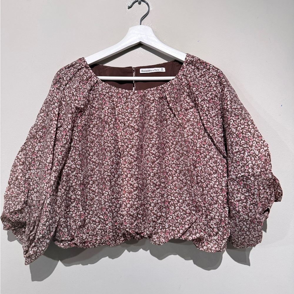 Abercrombie & Fitch floral crop top Peasant Boho Women M spring summer - Picture 2 of 9